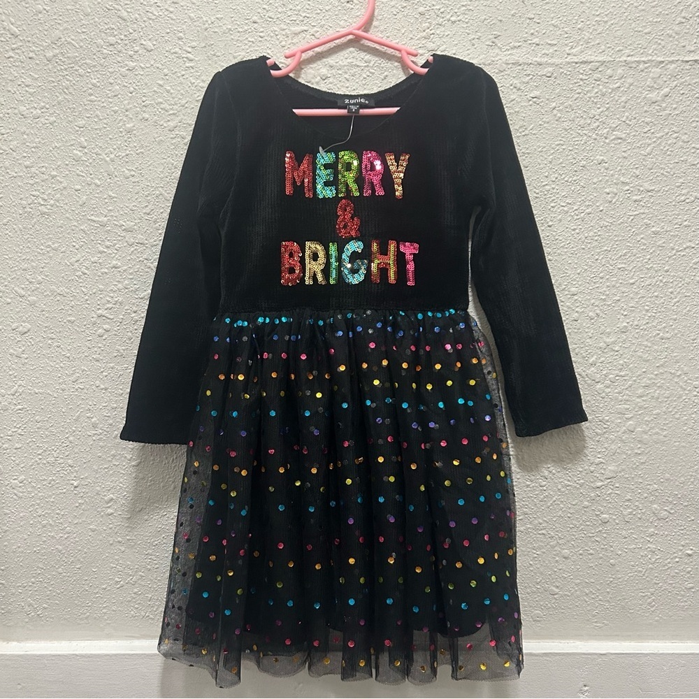 Zunie "Merry & Bright" Christmas Colorful Dress Size 5